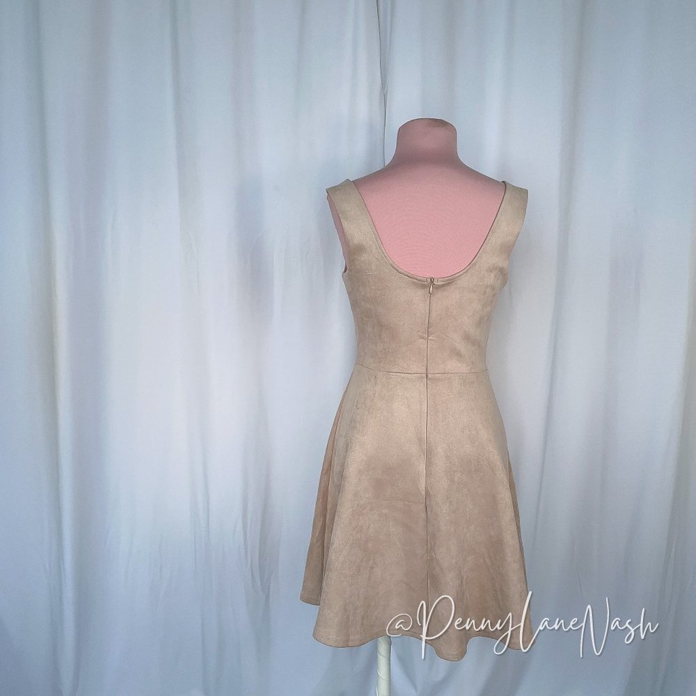 Ayla Francesa's Faux Suede Scalloped Skater Dress Blush - Picture 8 of 10